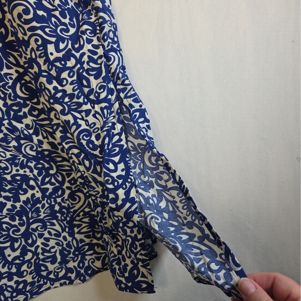 NWT Terra & Sky 3X Blue Gusto Paisley Midi Skirt Elastic Waist Pockets Plus - Picture 4 of 12